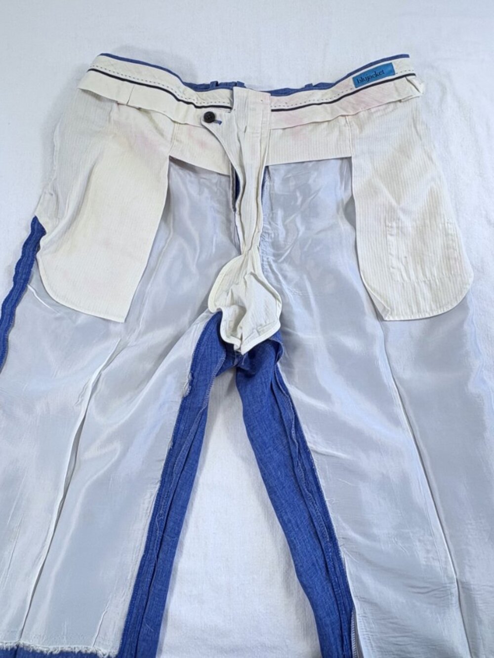 Blujacket Linen Dress Pants Size 36 Cerulean Blue Lined 29” Inseam Tailored - Picture 12 of 14